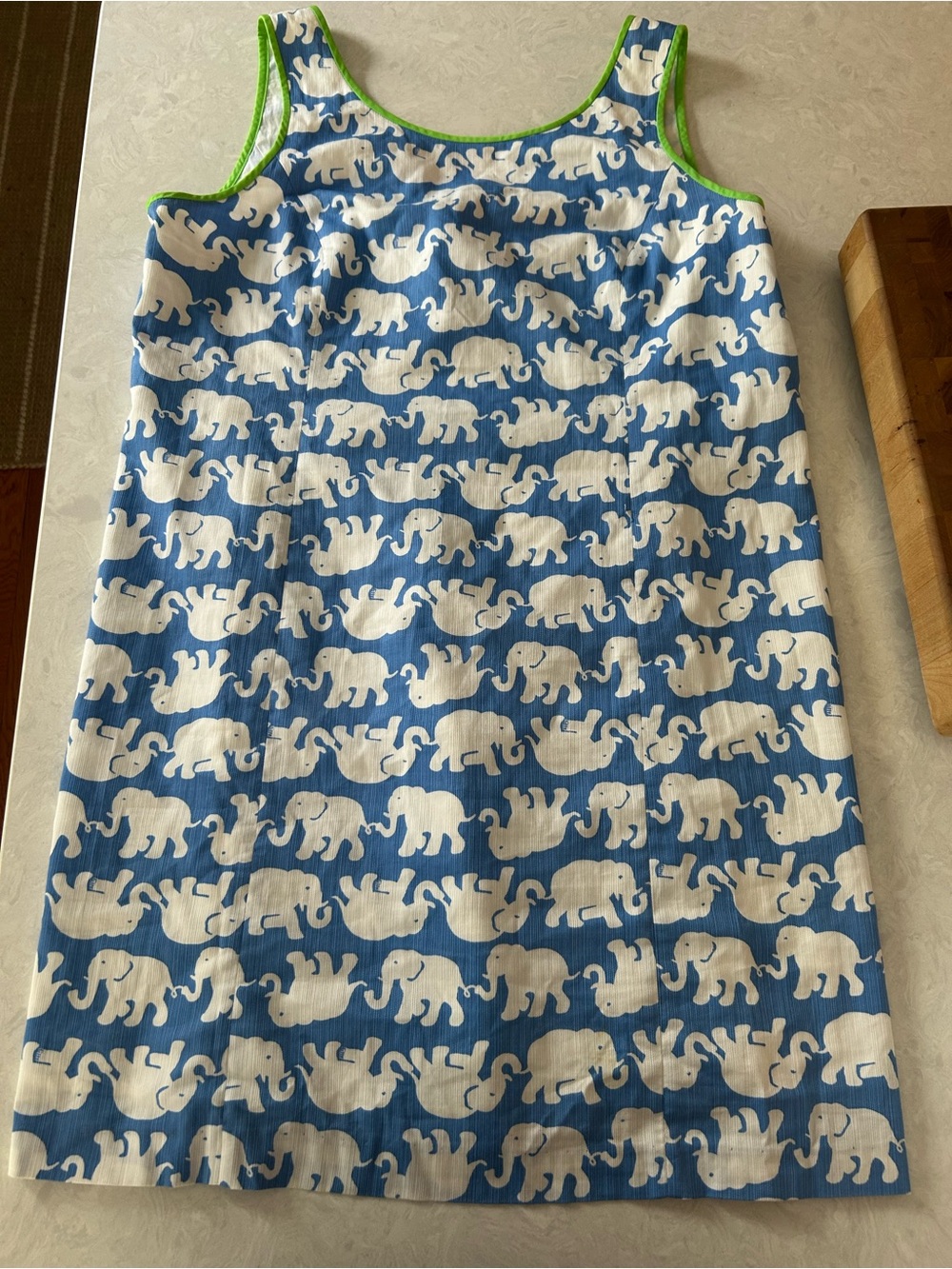 Lilly Pulitzer Blue and White Elephant Print Midi Dress